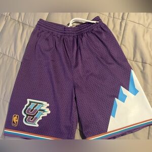Mitchell & Ness Kids Purple Mesh Shorts Utah